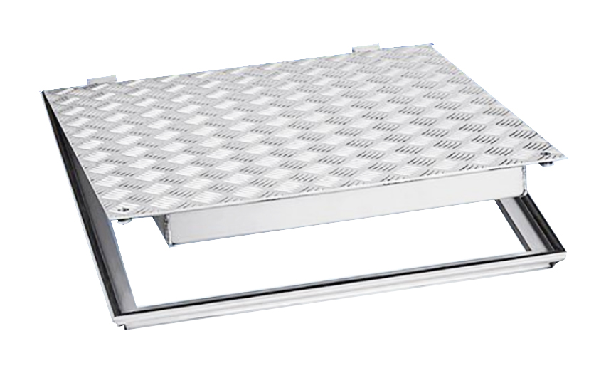 Schachtabdeckung Raupenblech mit Scharnier CCRVA Alu